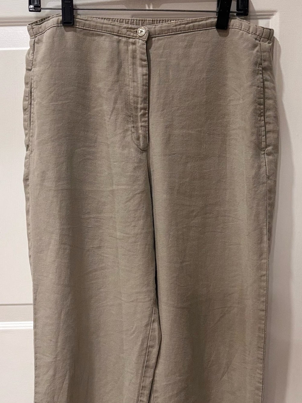 L.L. Bean Womens Linen Straight Leg Trousers Beige/Oatmeal Size 10